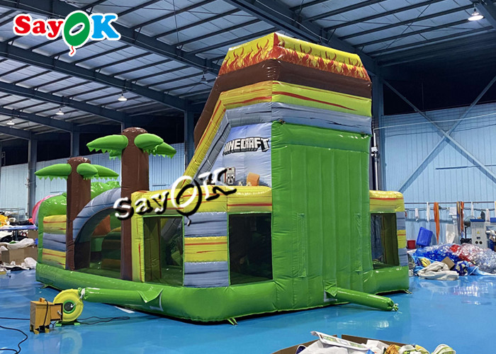 Minecraft Theme Cartoon Inflatable Bounce Castle Slide 6.5m 21.5ft