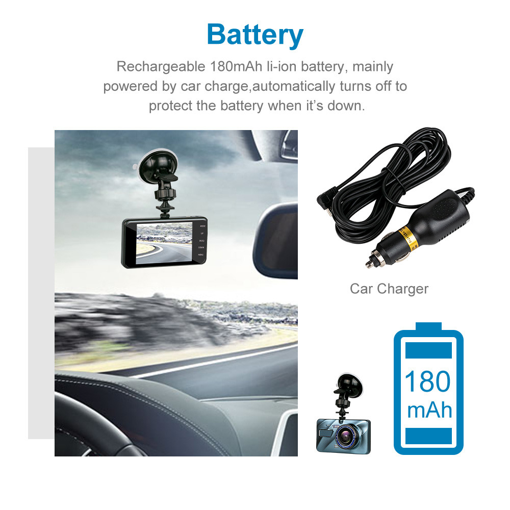 Dual Lens Car DVR Camera Rechargeable Dash Cam 1080FHD With G-Sensor Motion Detection