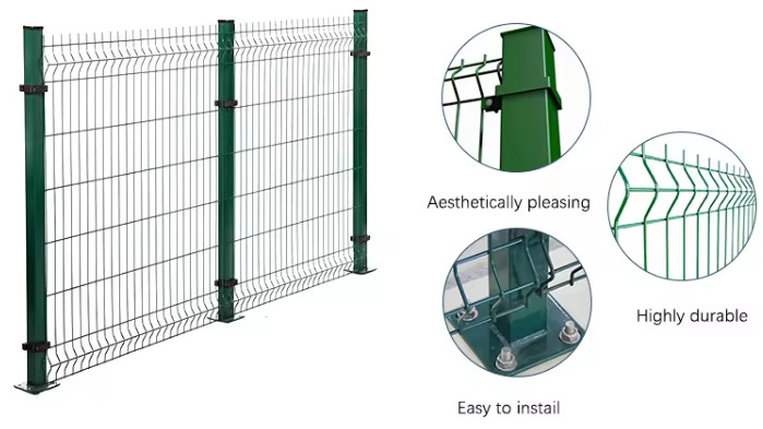 Dark Green 3D Bending Wire Mesh Fence , Garden Welded Wire Mesh Panel Fencing