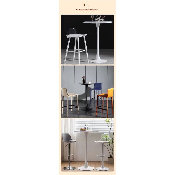 Modern Simple Metal Tulip Trumpet Round Coffee Table Leisure High-legged Side Table for Home Dining Room Negotiation Meetings