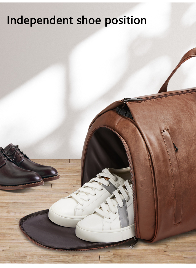 Wholesale outdoor PU leather luggage travel bag business suit bag men Duffel Travelling bag