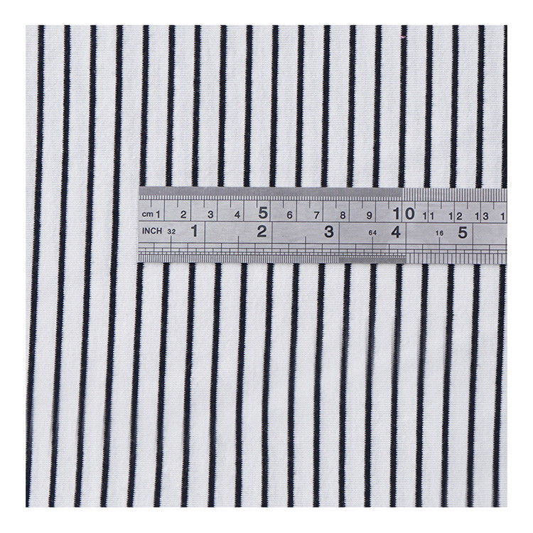 Organic Cotton Interlock Fabric Custom Yarn Dyed Rib Knit Material 32S 175cm