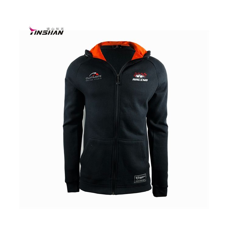 Custom Design Blank Black Streetwear Oversized Zip Men Stripe Racing Team Men Gym Hoodie