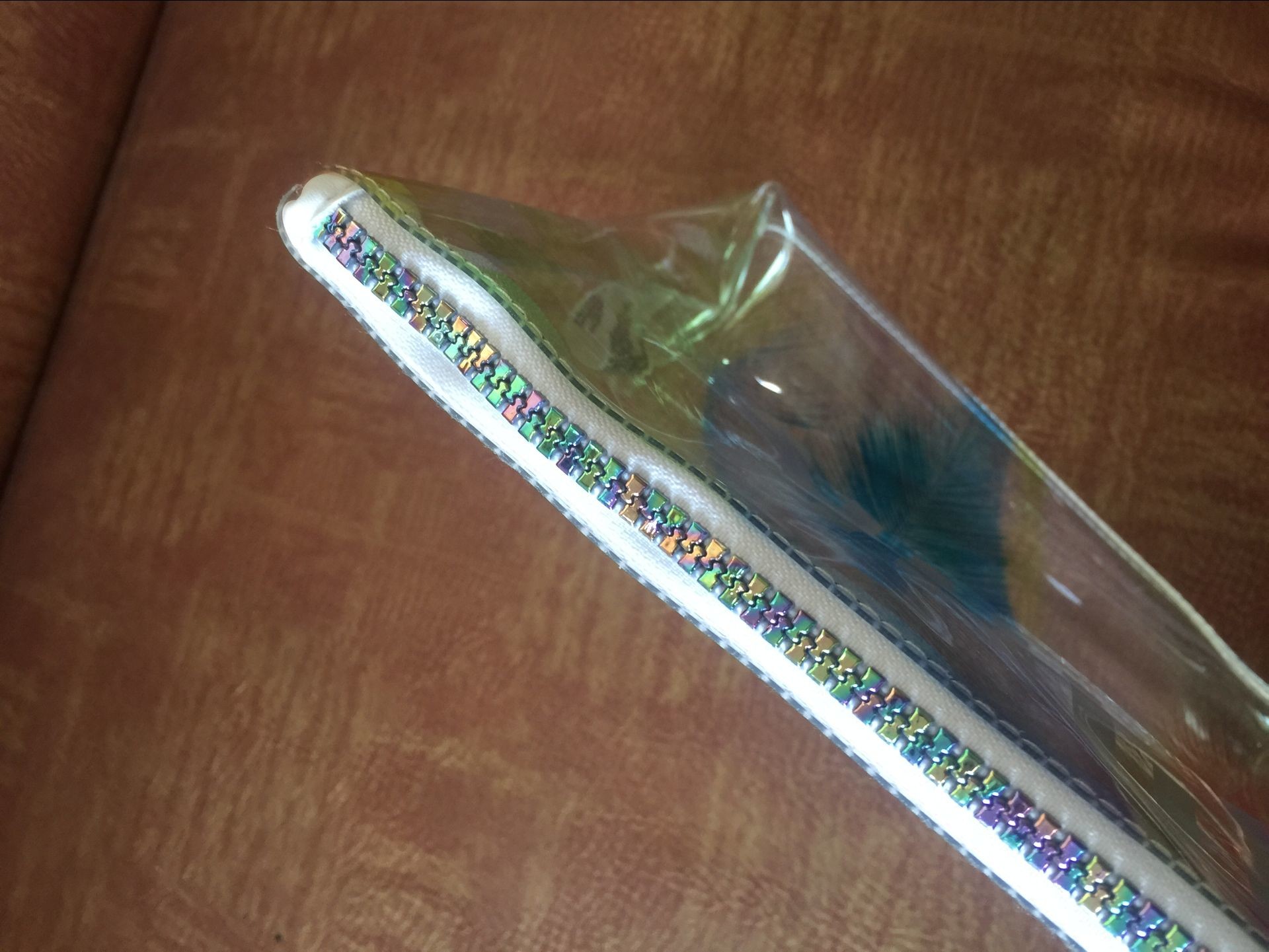 Clear Laser Luxury PVC Cosmetic Bag Top Logo Printing With Shining Zipper