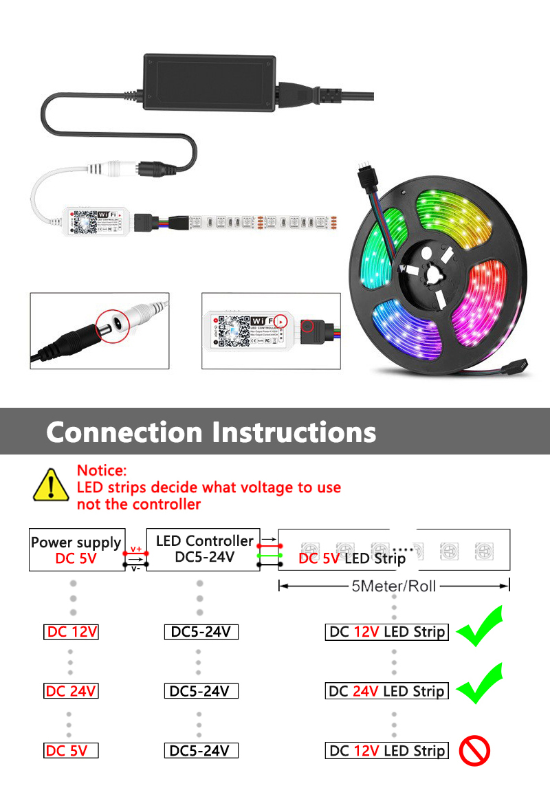 Mini Led Smart Controller Wifi Single Color Rgb Rgbw Remote Control App Voice Music For Smart Home