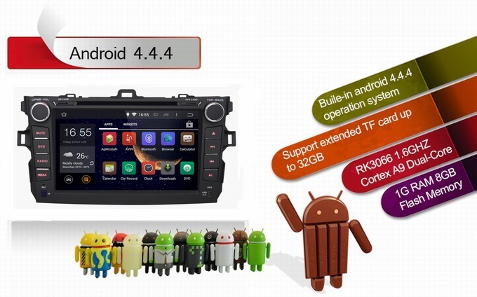 Ouchuangbo Car DVD Stereo System for Toyota Corolla 2008-2011 Android 4.4 3G Wifi BT Audio