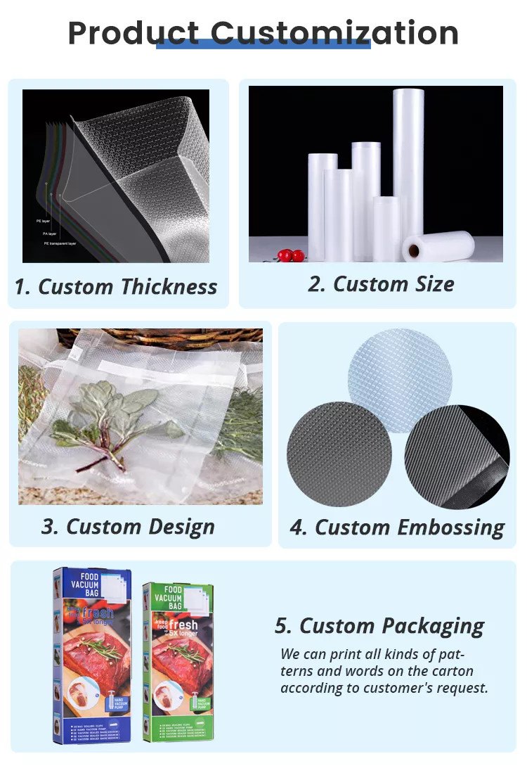 Reheatable Fridge Plastic Versatile Reusable Vacuum Bag SGS Embossed Durable