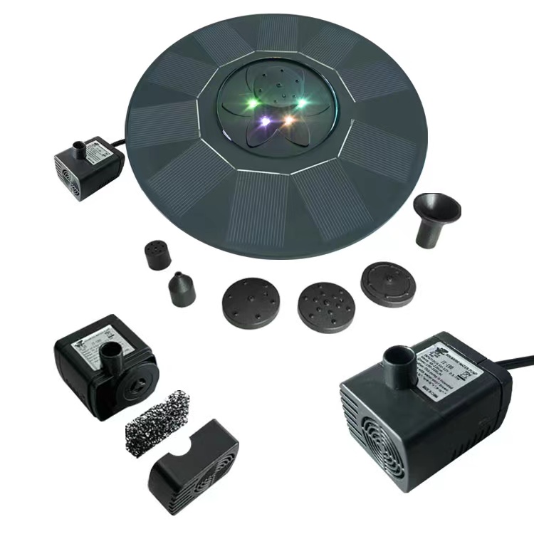 Built-in 800mAh Battery Solar Water Pump for Bird Bath Fish Tank Pond and 6 Nozzles