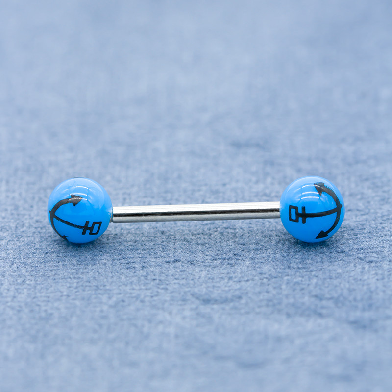 Acrylic Surface Tongue Piercing Jewelry 316 Stainless Steel 14 Gauge 16mm