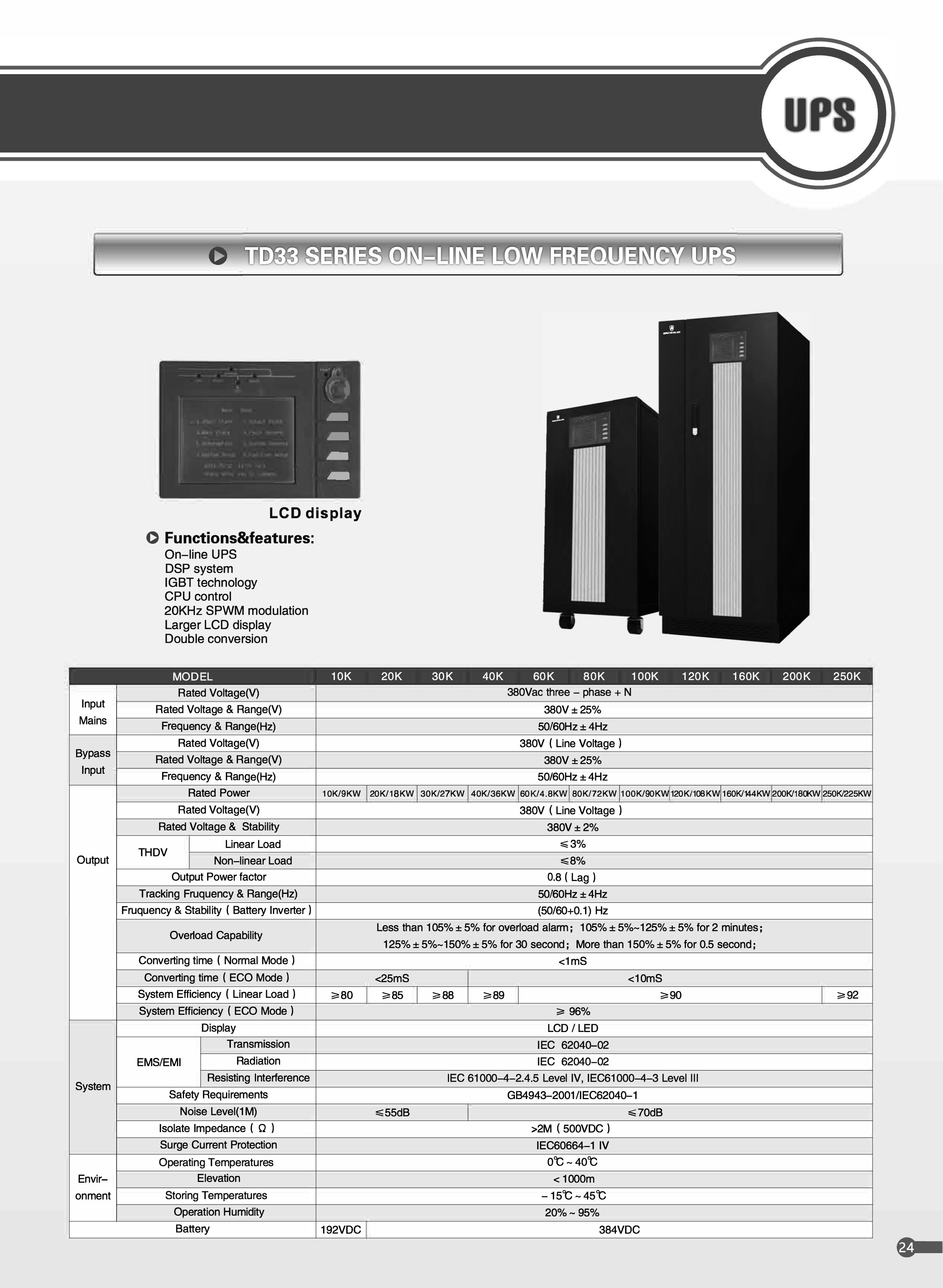 20KVA-200KVA High Frequency UPS Double Conversion Visench 3C3 Series UPS