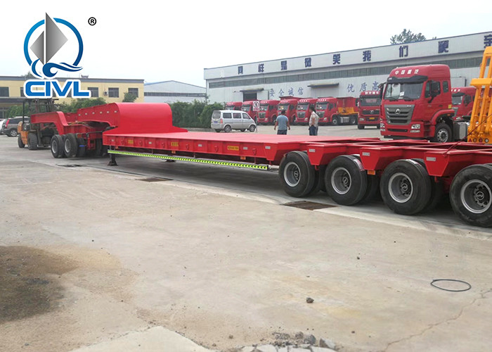 Flatbed Manual Semi Trailer Trucks 4 Axles with Four Double Air Chamber