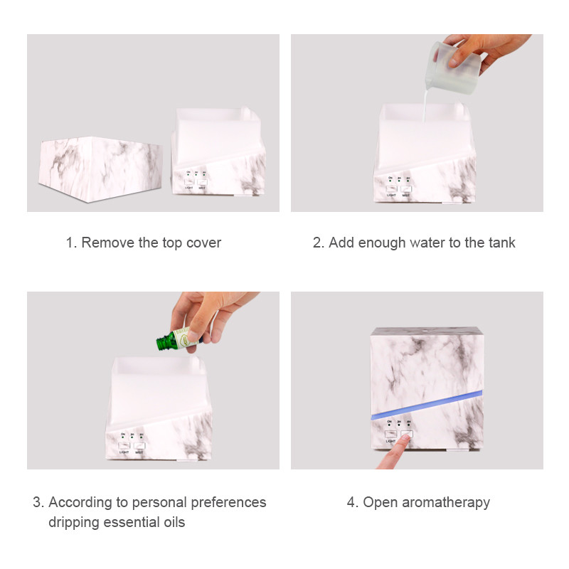 300Ml 7 Color Mood Light Marble Essential Oil Aroma Diffuser For Office
