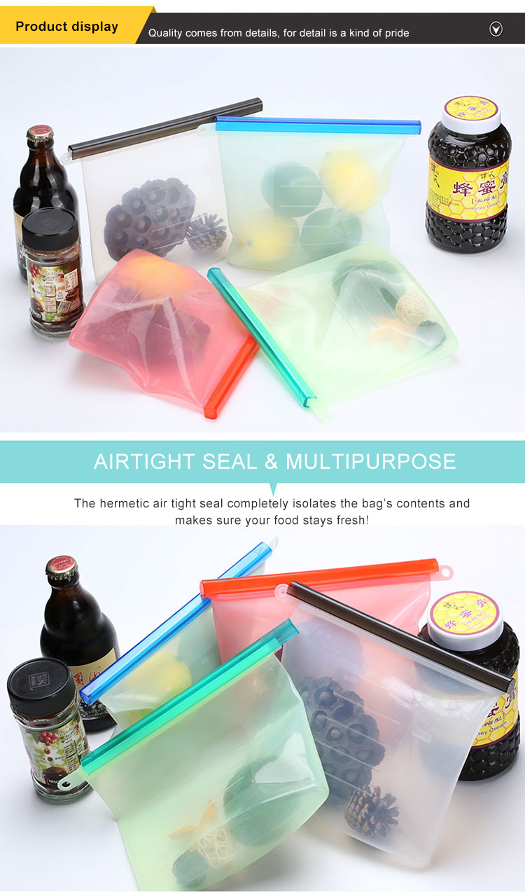 500ml 1000ml 1500ml Heat Resistant Silicone Food Storage Bags