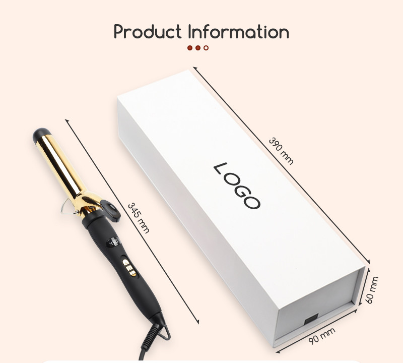Ceramic Coating Barrel Curling Iron With Clamp Adjustable Temp LCD Display