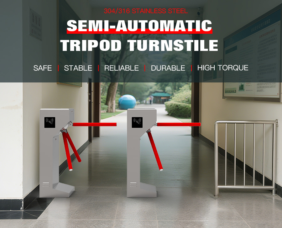 HCW SS 316 304 Waist Height Tripod Turnstile Gate Automatic Security Access Control