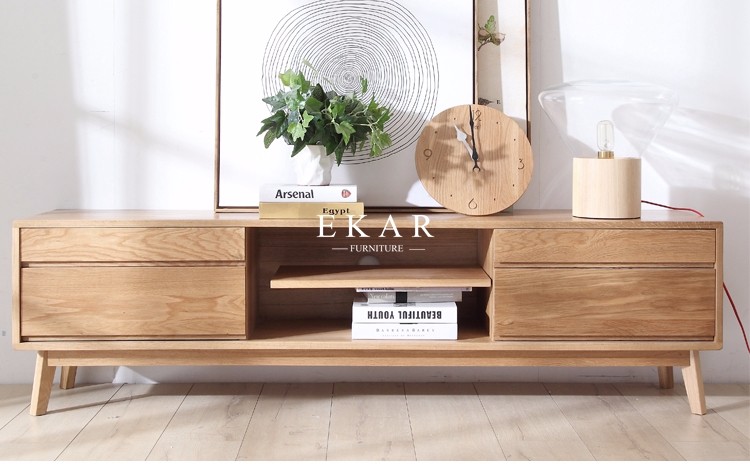 Nordic European Design Simple TV Stand Modern Oak Wood TV Cabinet
