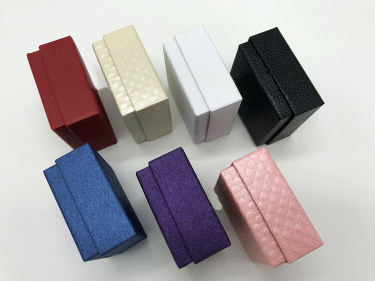 Leather Pink Purple Ring Jewelry Packaging Box With Velvet Foam Insert