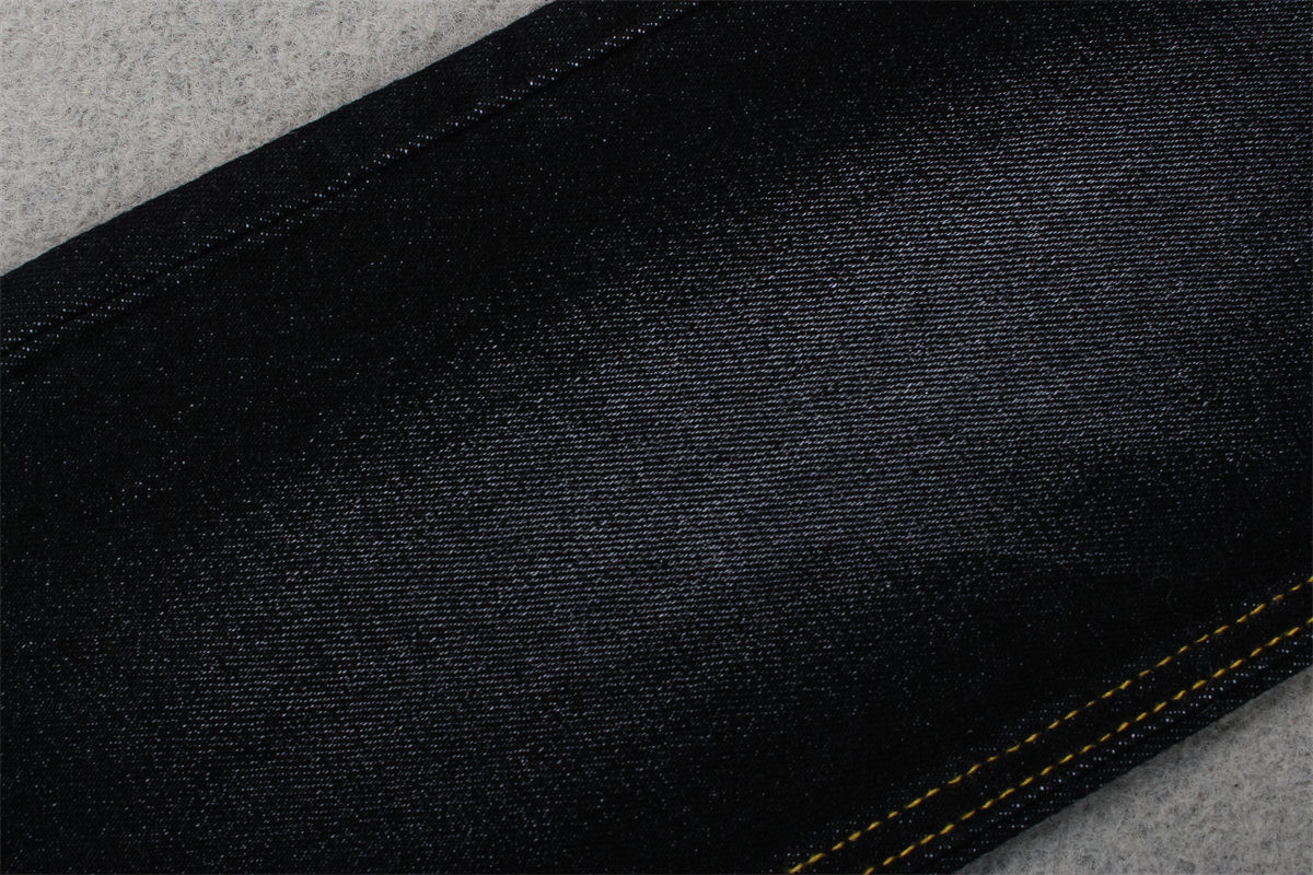 Stretch 11.5oz Cotton Spandex Denim Fabric Sulfur Black 170cm Full Width