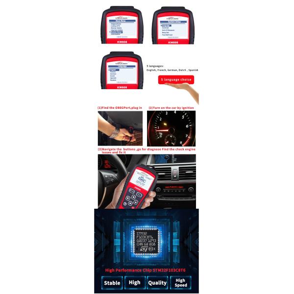 Diesel Auto Engine Analyzer Obdii Obd2 Diagnostic Scanner O2 Sensor Live Data