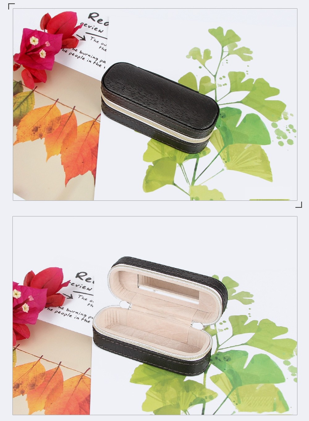 Mini PU Leather Travel Lipstick Case 10*4*3.5cm With Double Zipper Closure