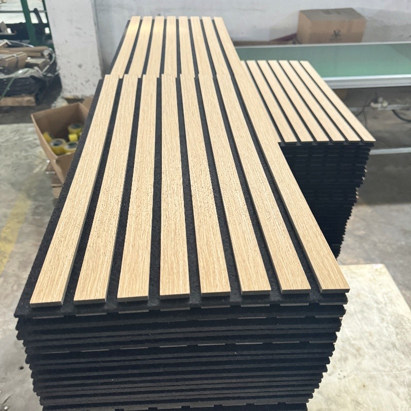Factory Price Eco friendly Wood Acoustic Slat Wall Panel Polyester PET Board PVC or Melamine Veneer