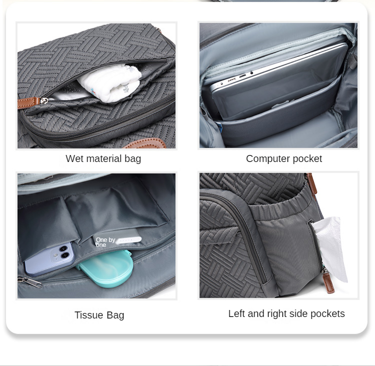 Polyester 600D Multifunctional Diaper Bag Backpack 1.12kg 10*30*13cm