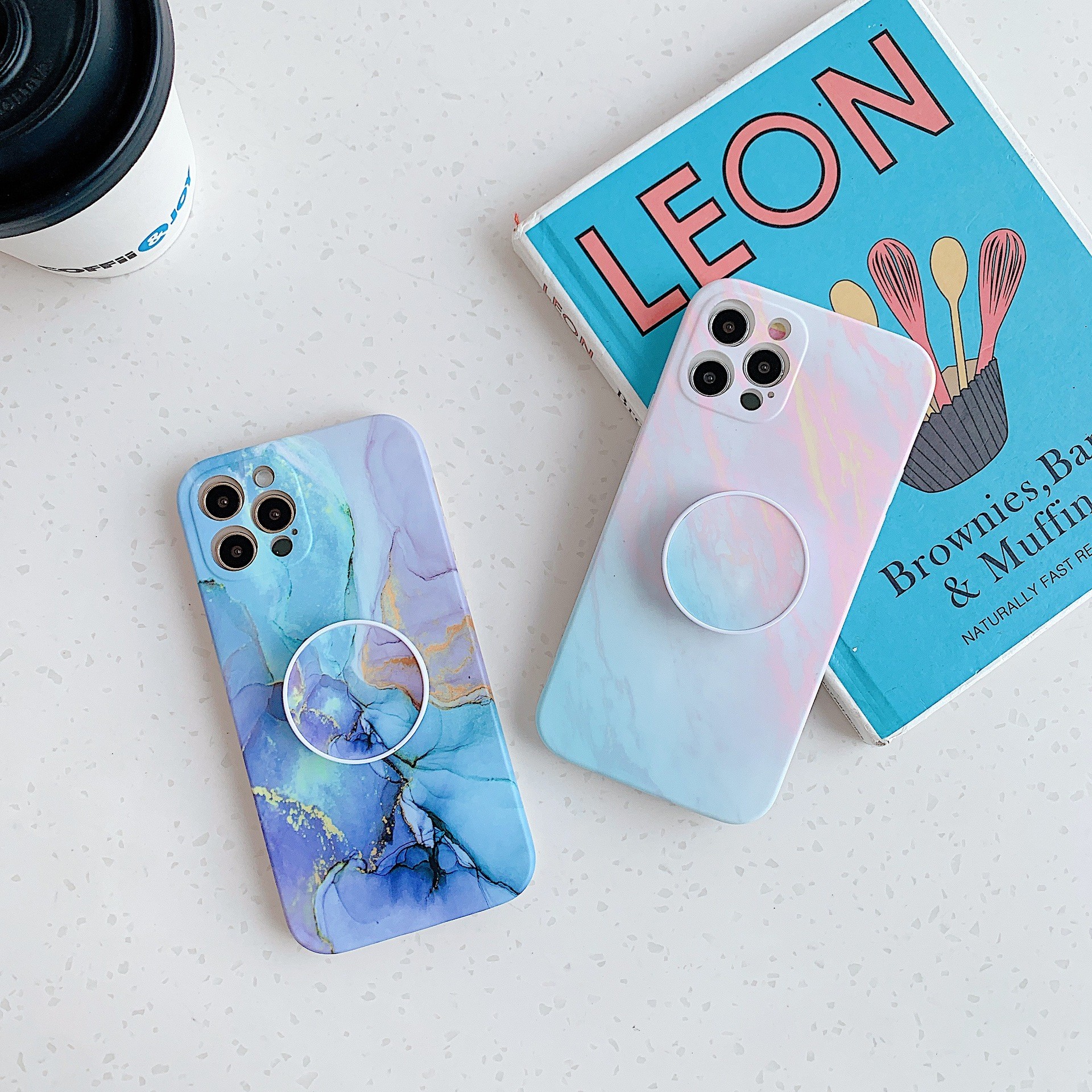 Marble Geography Back Phone Cover , Pop Up Phone Cases With Stand Bracket