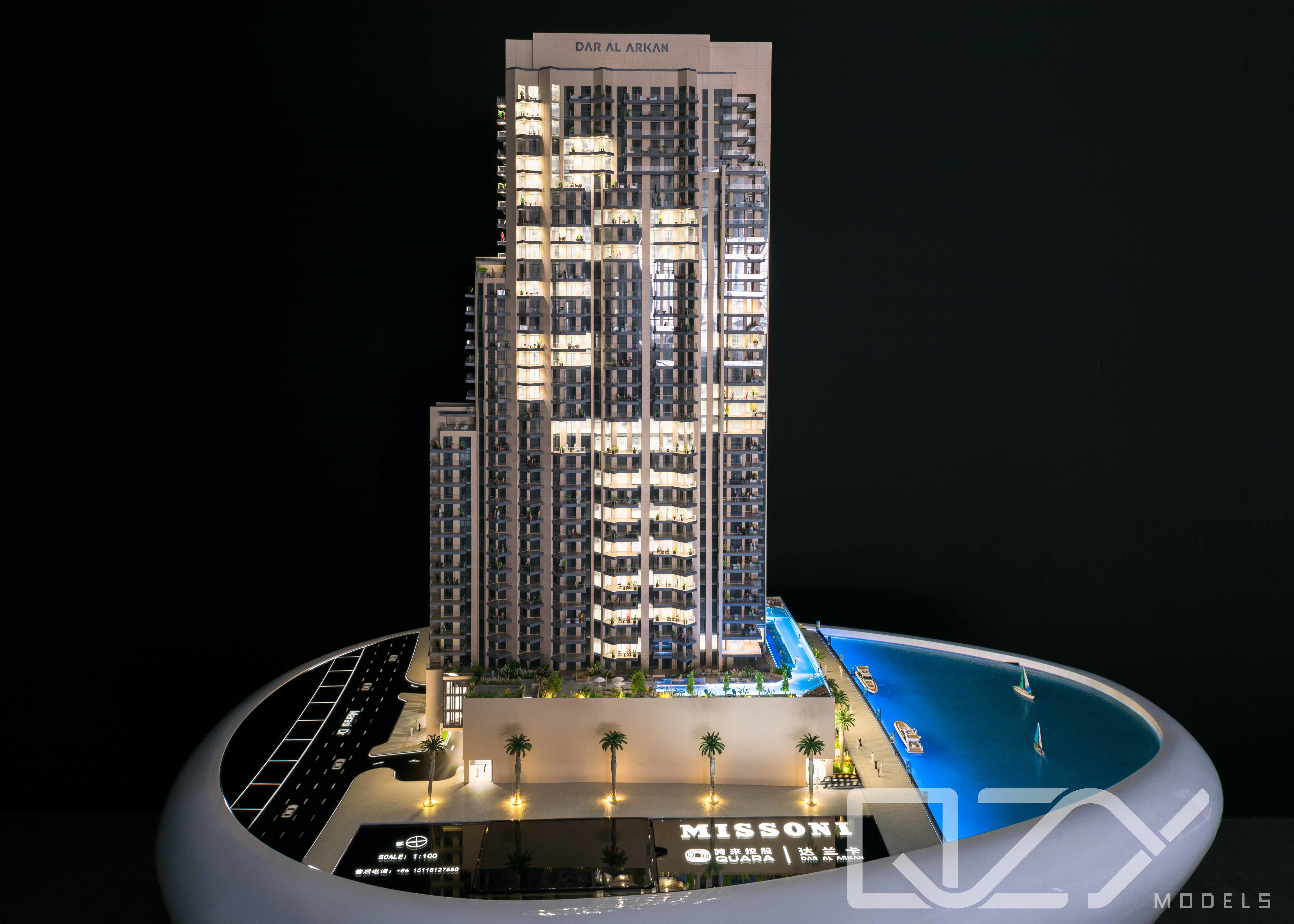 1/100 Scale Architectural Model Making Supplies 3D Building Missoni Dubai Residential
