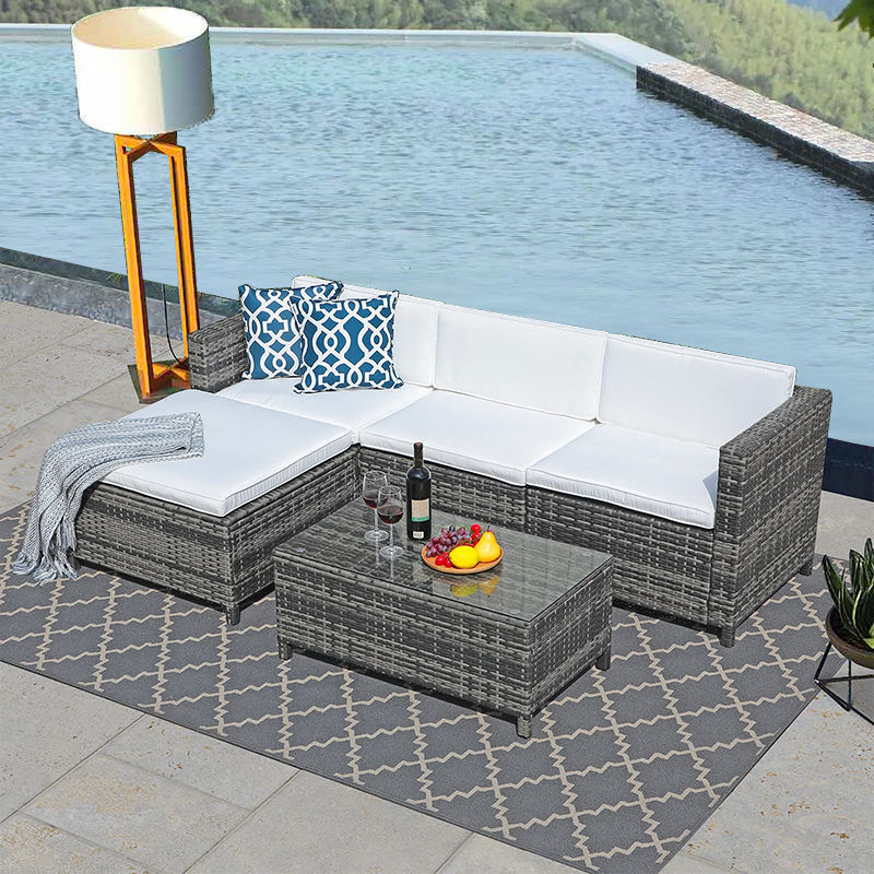 Courtyard Rattan Garden Sofa Set Customized Wicker Outdoor Couch