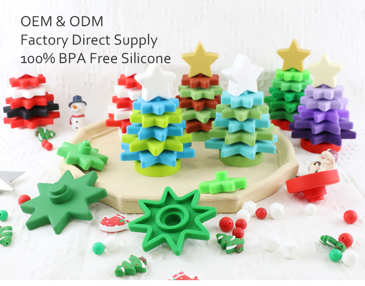 Babe Soft Silicone Stacking Rings Blocks With Christmas Tree Shape