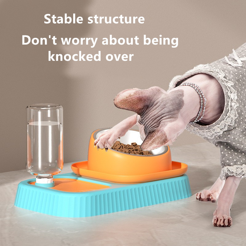 Pet Double Automatic Feeder Bowl With Lifting Water Dispenser 1.8kg