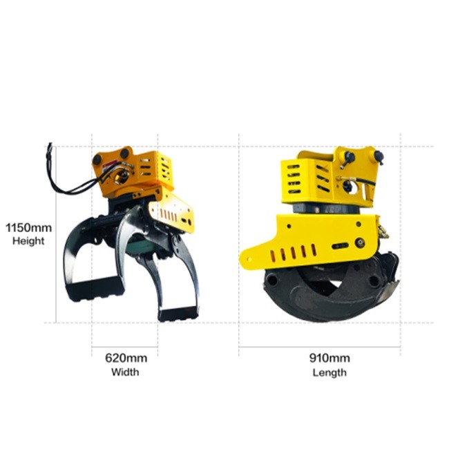 Hydraulic Wood Cutter Excavator Grapple Saw With Chainsaw