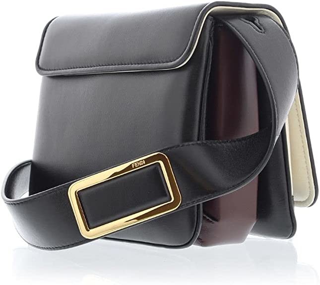 Fendi Id Flap Tricolor Black Leather Shoulder Bag 8BT328 Includes Dust Bag