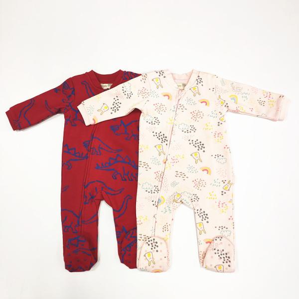 Newborn Bodysuit Baby Clothing Rompers with Zipper and Printing Pattern Knitted