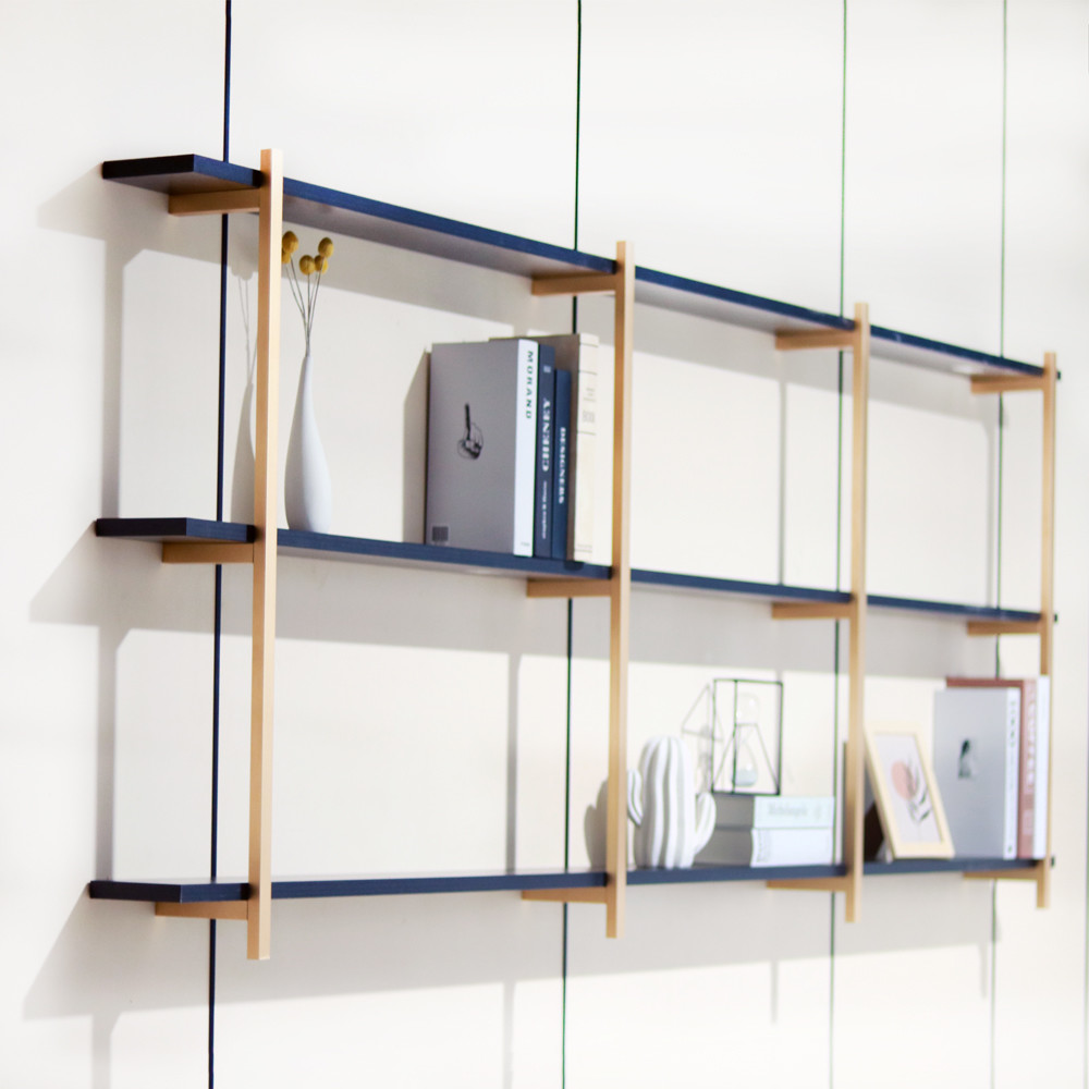 SGS 3 Layer Gold Aluminum Metal Frame Wall Shelf 820mm For Home Decor