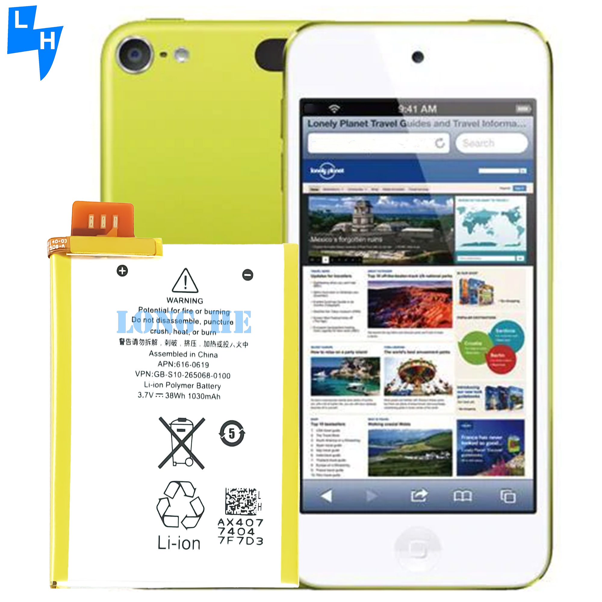 Battery code GB-S10-265068-0100 A1421 1030mah 616-0619 Watch battery for iPod Touch 5