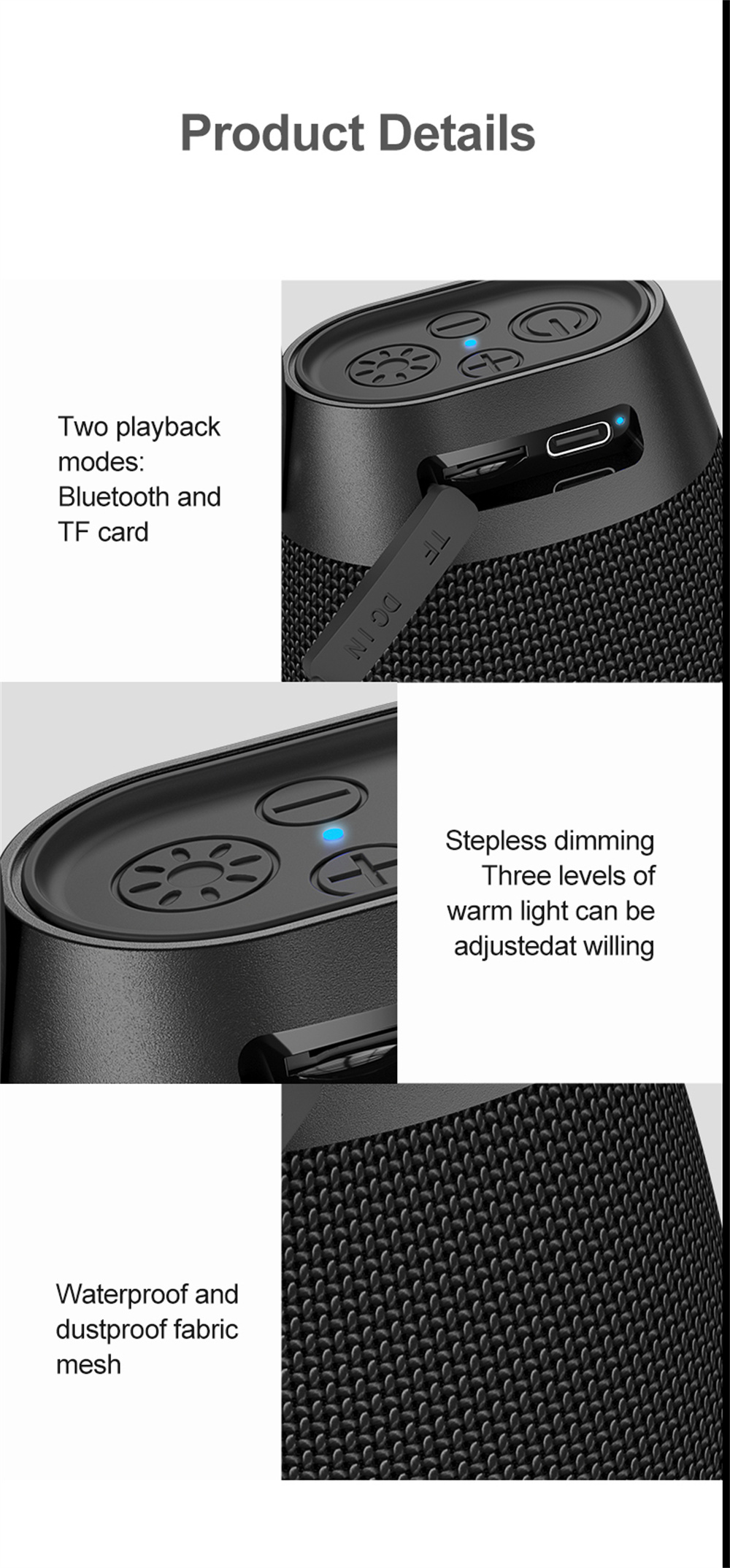 Experience Audio with this Wireless Speaker Heavy Bass Low Tone and Waterproof Fabric