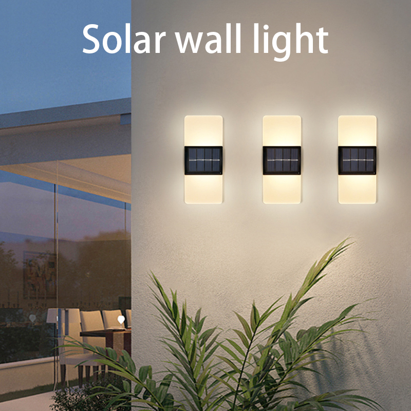 Acrylic Led Outdoor Wall Sconce LED Solar Powered Lights Cold White Light