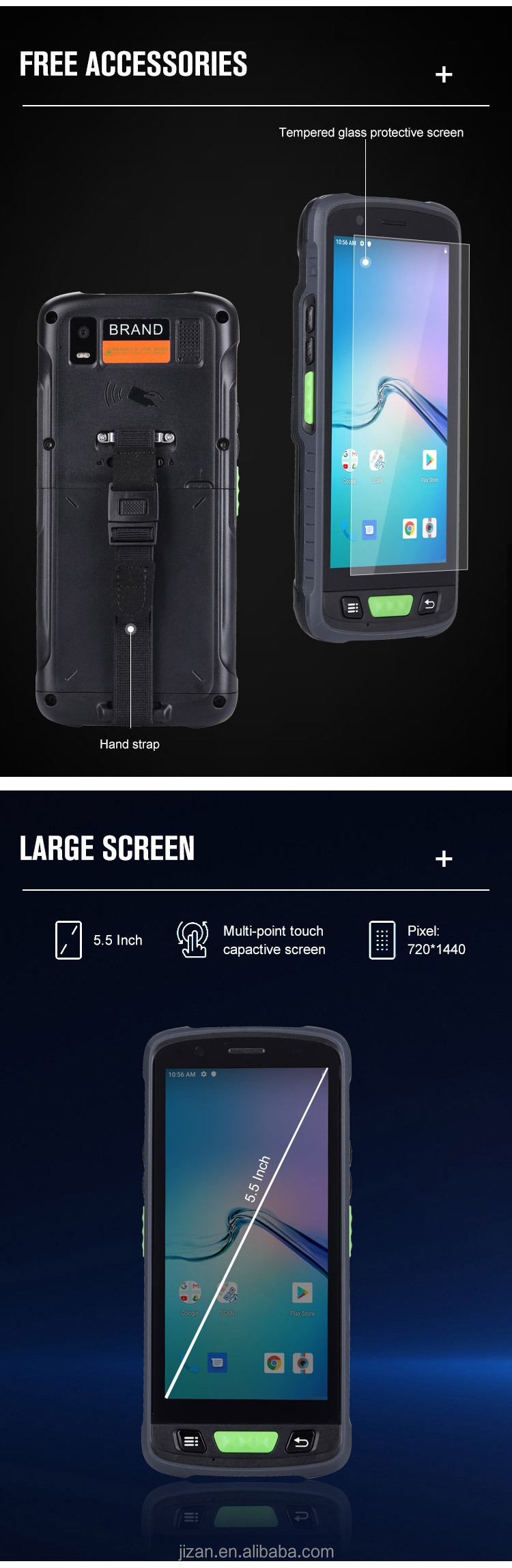Octa Core NFC UHF Android Tablet with 1D 2D Wireless Barcode Scanner and 16MP Camera