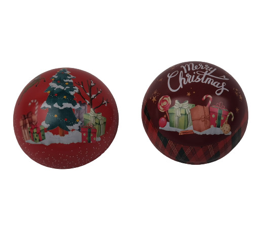 Christmas Themed Ball Shaped Bulk Christmas Tins 70mm Dia For Holiday Gift Promotion