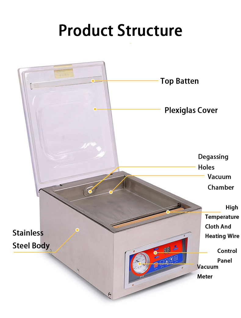 Lightweight Industrial Packing Machine DZ-260C Single Chamber Vacuum Sealer