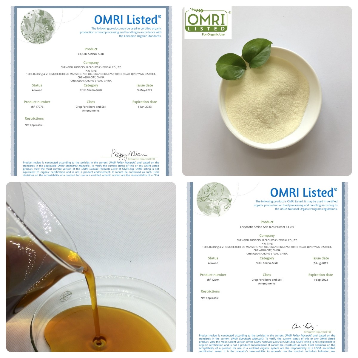 Amino Acid 80%　Nitro Soy Protein Hydrolysate OMRI Listed 14-0-0 Formulated For Organic Fruit Vegetable Crop