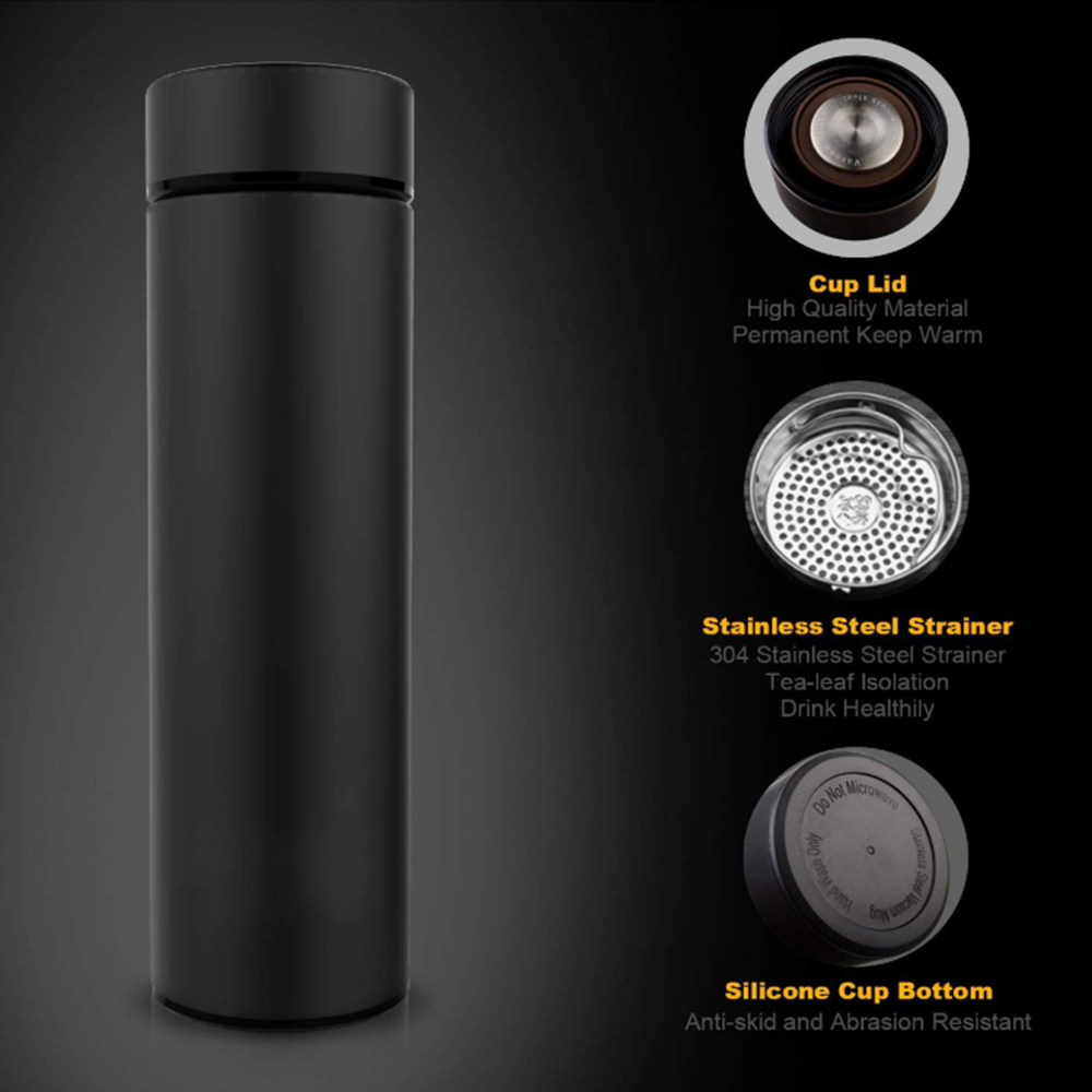 500ml Vacuum Flask Travel Mug Led Temperature Display Metal Thermos Flask Smart Water Bottle