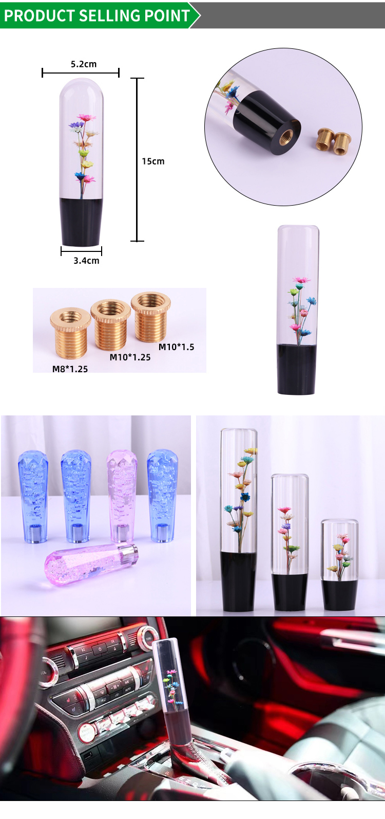 Dried Flower Shift Knob Resin Cherry Blossom Shift Knob