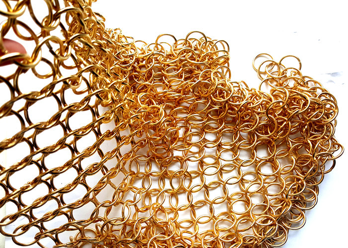 Chainmail Weave Ring Mesh Type Antique Appearance Metal Mesh Drapery With Metallic Color For Window Sun Shade
