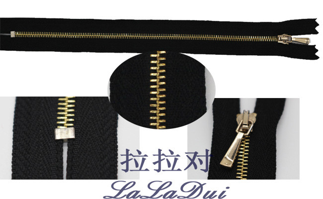 Fashion Gold Plating Brass Metal Dress Zips 2 # 36 Inch 00% Polyester Tape