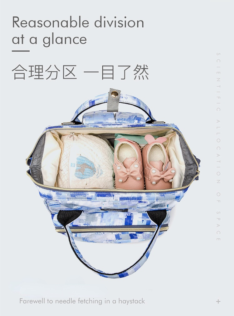Factory Hot Sell Mommy Outdoor Travel Baby Diaper Bags Large Capacity with Kids Stroller Strap Backpack for Mom Mochila