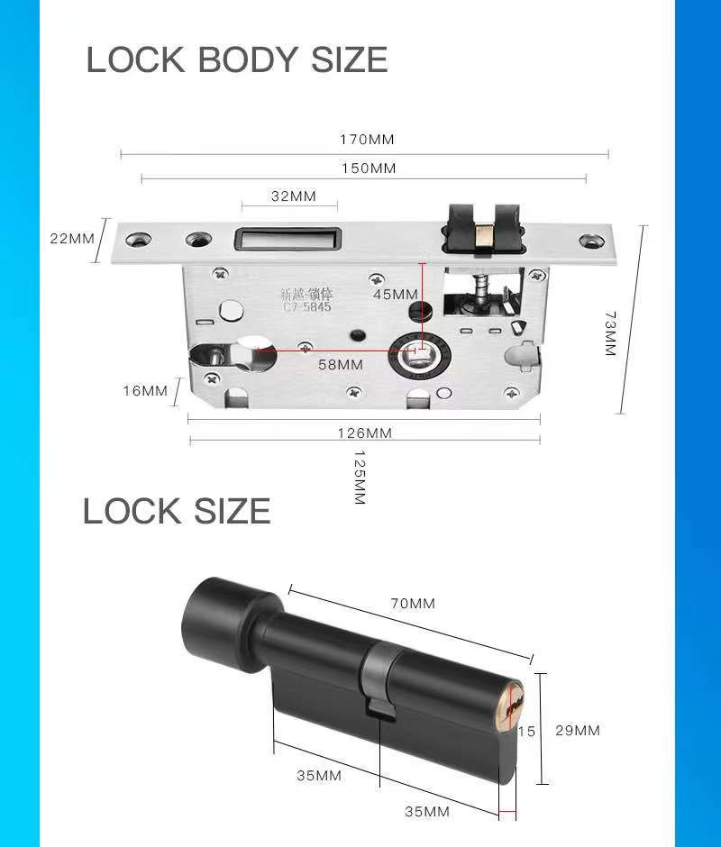 Stainless Steel Smart Handle Door Lock RFID Card Fingerprint Door Handle Lock