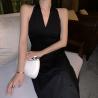 Buy cheap Retro V Neck Sleeveless Halter Black A Line Midi Dress from wholesalers