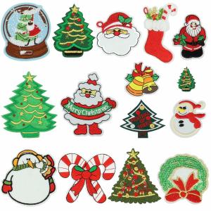 China Christmas Iron On Embroidered Sew On Badges Washable With Soft Ultrasonic Cut on sale